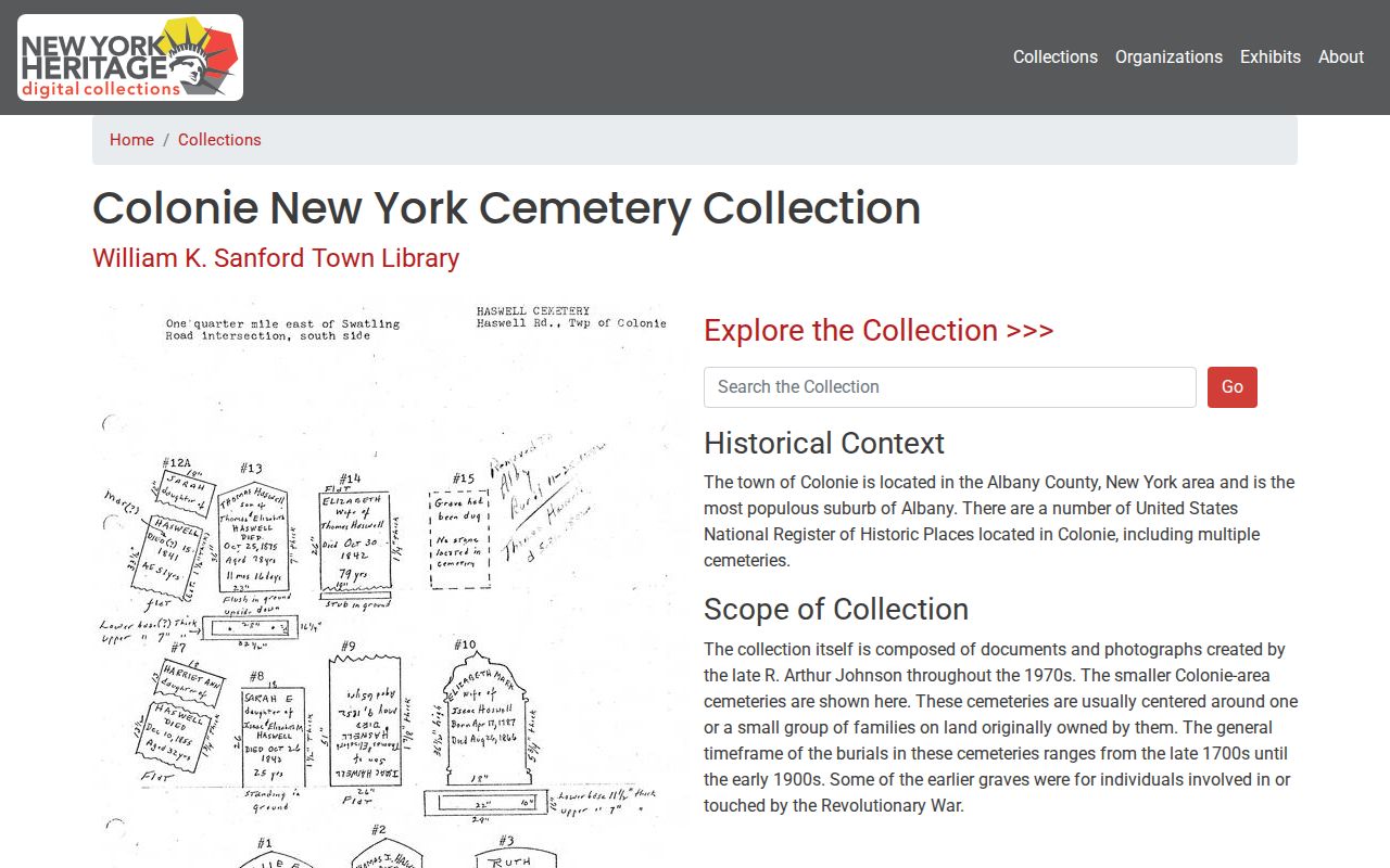 Town of Colonie neighbors cemetery collection for historic block research