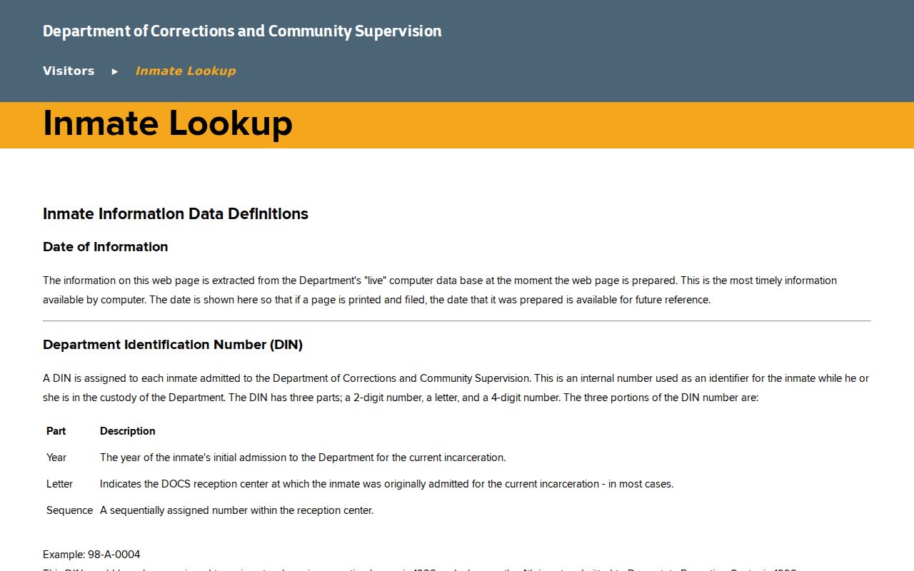 Town of Colonie resident lookup view of the New York State incarcerated-individual search